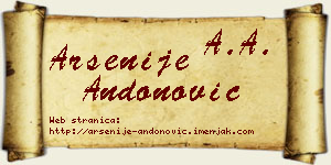 Arsenije Andonović vizit kartica